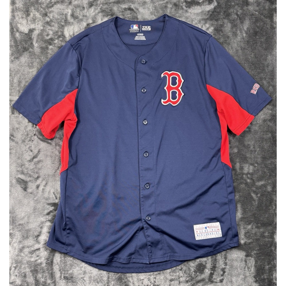 Boston Red Sox Jersey Men's XL MLB TX3 Cool Navy Red Button Front Baseball